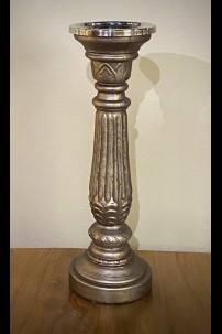  FROSTED GUNMETAL GLASS CANDLESTICK [640260]